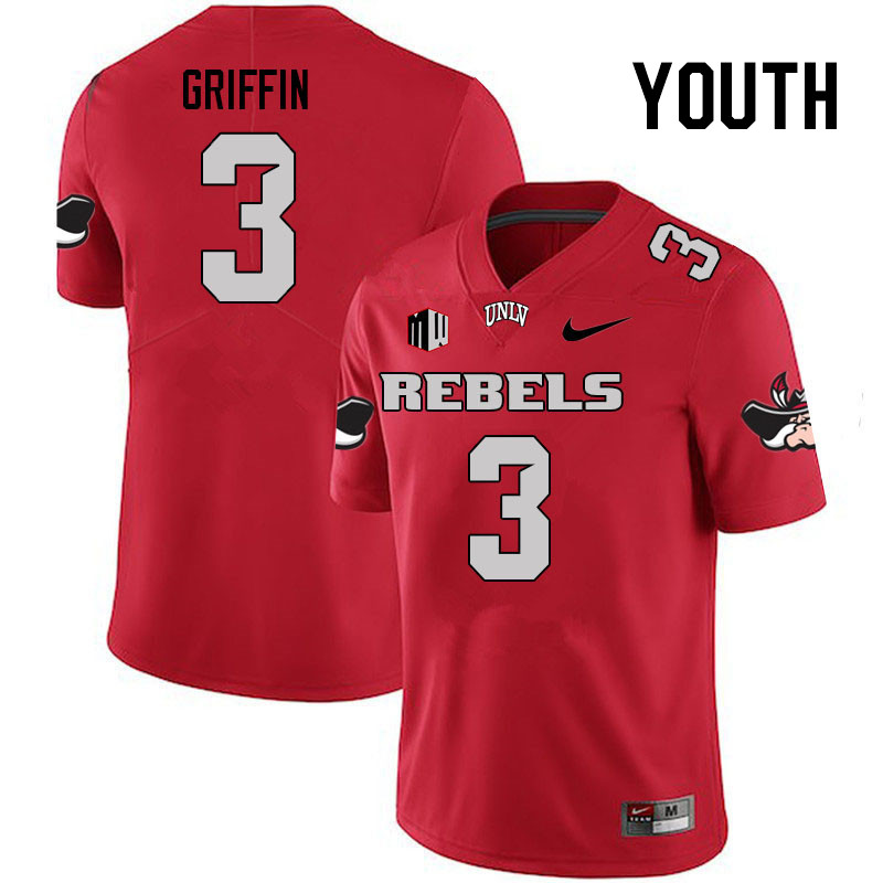 Youth #3 Zyell Griffin UNLV Rebels College Football Jerseys Stitched Sale-Scarlet